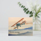 移動家のヴィンテージの飛行機飛行雲 案内ポストカード (スタンド正面)