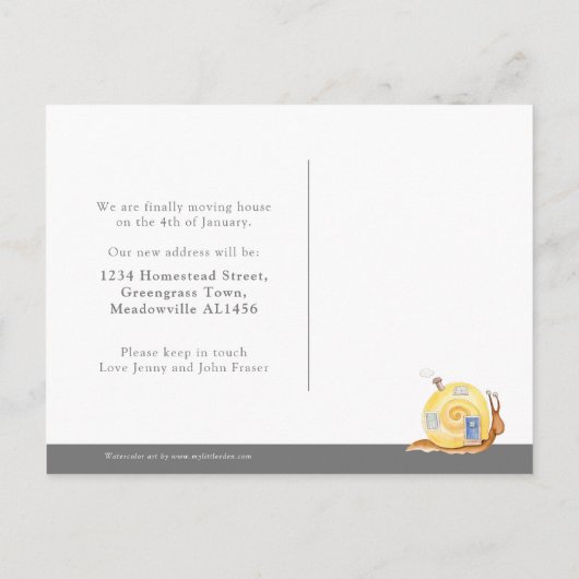 移動家の通告のかたつむりの家移動 案内ポストカード (裏面)