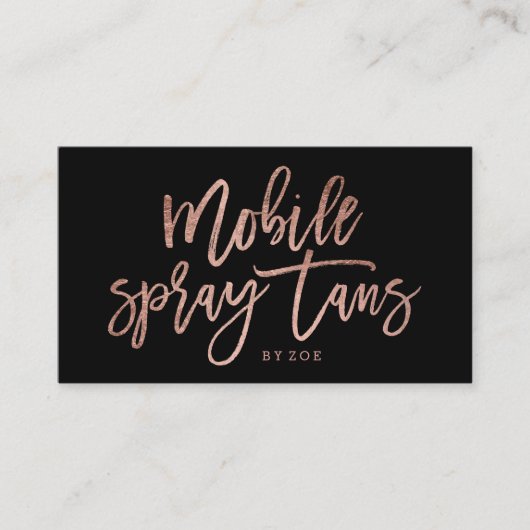 移動式スプレーはロゴのばら色の金ゴールドのタイポグラフィの黒を日焼けさせます 名刺 (正面)