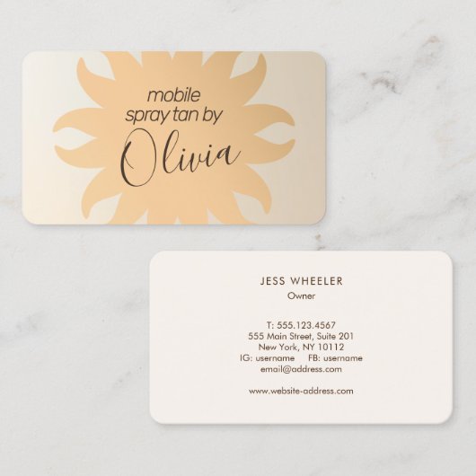 移動式スプレータンニング銅の太陽光線 名刺 (正面/裏面)