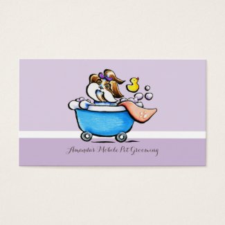 移動式ペットトリマーのシーズー（犬）のTzuの紫色のアポイントメント 名刺