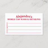 移動式洗車・詳細 – 圧力洗浄TEM 名刺 (裏面)