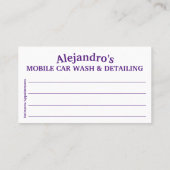 移動式洗車・詳細 – 圧力洗浄TEM 名刺 (裏面)