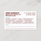 移動式自動車修理整備士2面 名刺 (裏面)