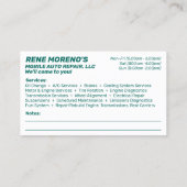 移動式自動車修理整備士2面 名刺 (裏面)