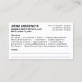 移動式自動車修理整備士2面 名刺 (裏面)