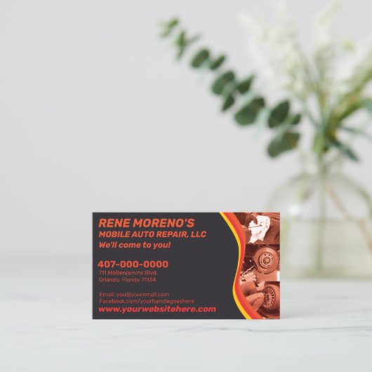 移動式自動車修理整備士2面 名刺 (スタンド正面)