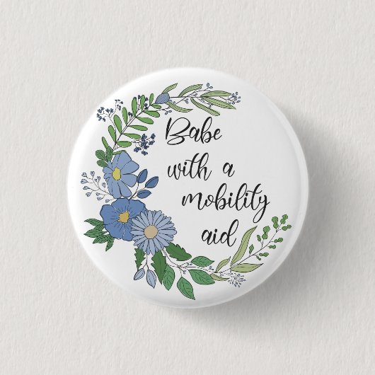 移動支援を受けて赤ん坊をする 缶バッジ (正面)