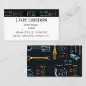 移動整備士タイヤサービスブラッククラシックカスタム 名刺 (正面/裏面)