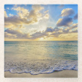 移動海上のアルバの日没 ガラスコースター (正面)