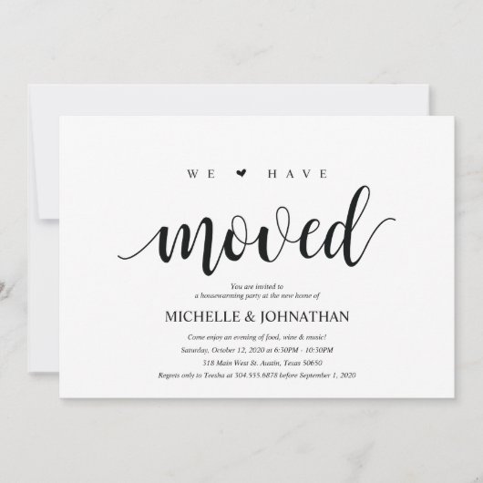 移動済みの引っ越し祝いパーティーパーティの招待状カード 招待状 (正面)