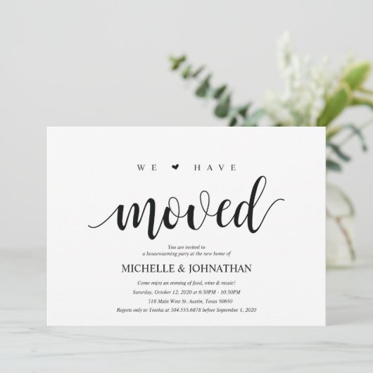 移動済みの引っ越し祝いパーティーパーティの招待状カード 招待状 (スタンド正面)