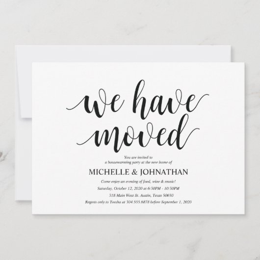 移動済みの引っ越し祝いパーティーパーティの招待状カード 招待状 (正面)
