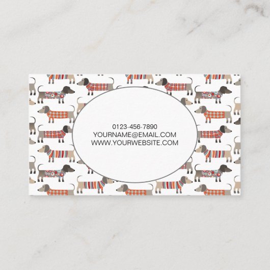 移動犬のグルーミングダッシュント・ソーセージ犬 名刺 (裏面)