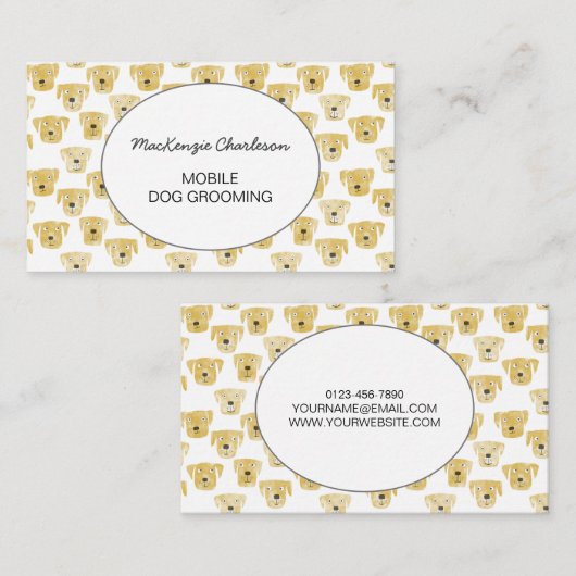 移動犬グルーミング水彩名刺 名刺 (正面/裏面)