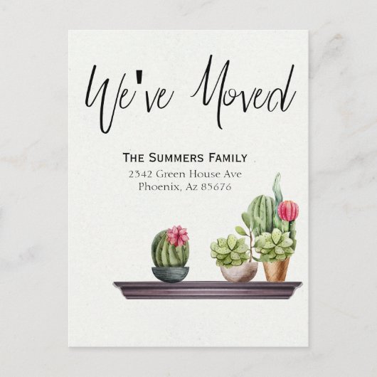 移動発表引っ越しました鉢植え 案内ポストカード (正面)