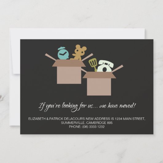 移動発表-板紙箱のグラフィック 案内状 (正面)