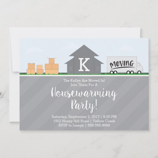 移動箱引っ越し祝いパーティーパーティの招待状 招待状 (正面)