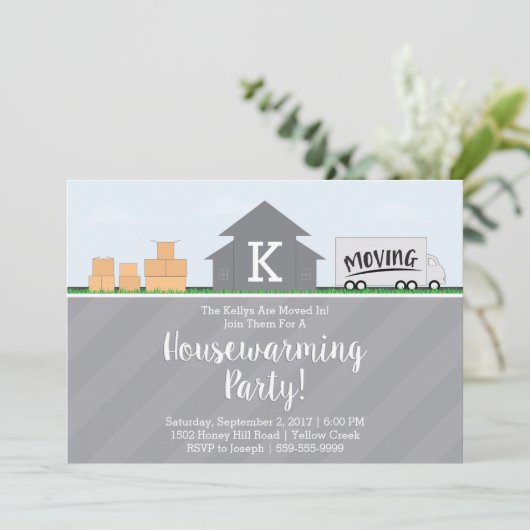 移動箱引っ越し祝いパーティーパーティの招待状 招待状 (スタンド正面)