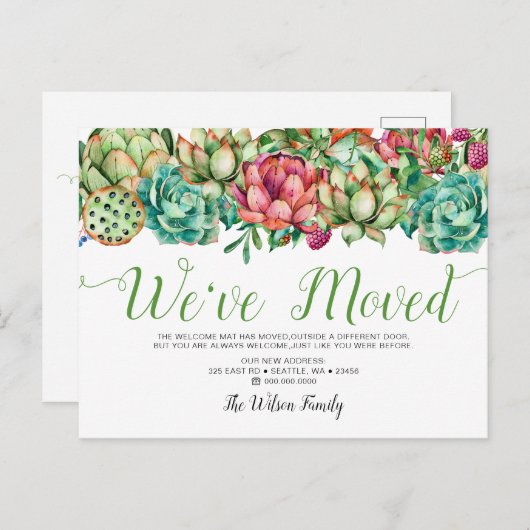 移動素朴した多肉性のサボテン 案内ポストカード (正面/裏面)