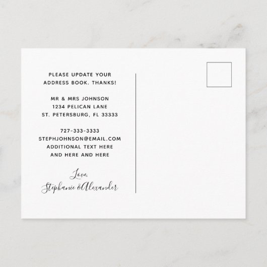 移動結婚したほこりっぽいバラフローラユーカリ 案内ポストカード (裏面)