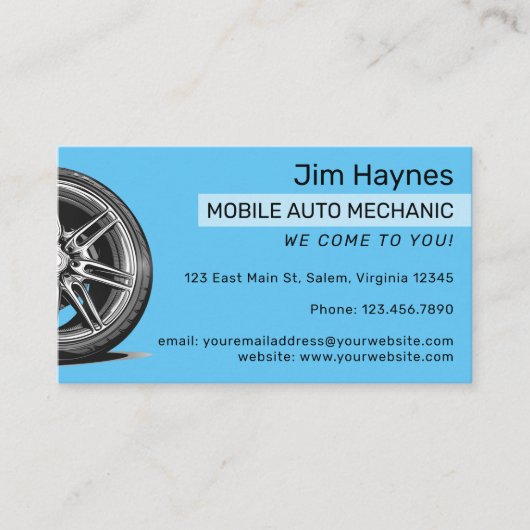 移動自動整備士自動車ホイール 名刺 (正面)