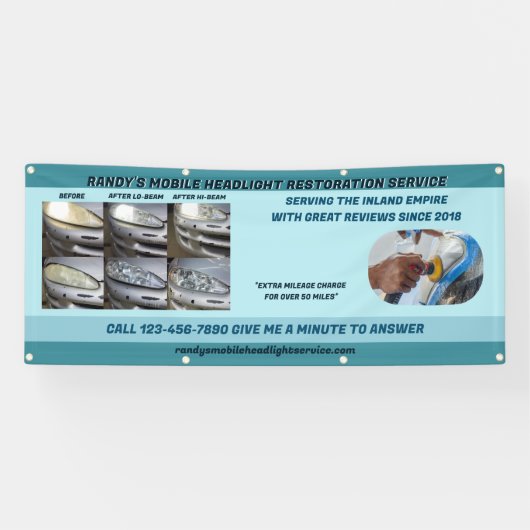 移動車カスタマイズ車用ヘッドライト洗浄 横断幕 (横)