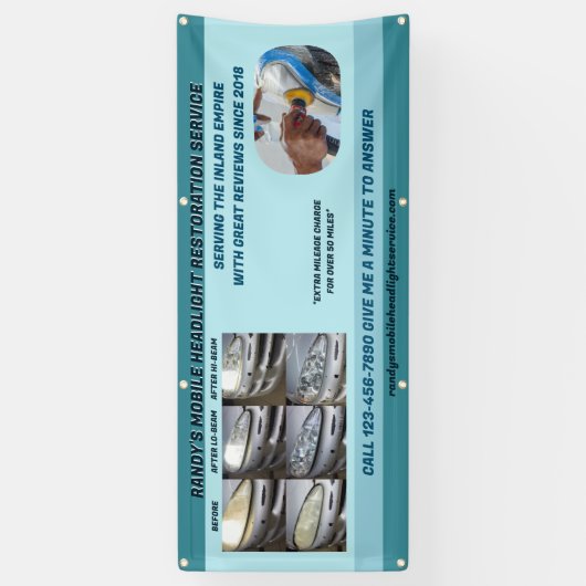 移動車カスタマイズ車用ヘッドライト洗浄 横断幕 (縦)