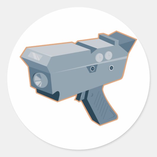 移動速度カメラレーダーガンレトロ ラウンドシール (正面)