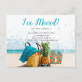 移動,ビーチ,パイナップル,新しいアドレス 案内ポストカード (正面)