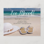 移動、ビーチ、ビーチサンダル、新しいアドレス 案内ポストカード (正面)