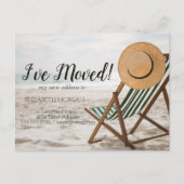 移動、ビーチ、椅子、新しいアドレスのお知らせ 案内ポストカード (正面)