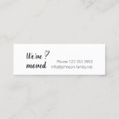 移動。引っ越しましたスクリプト。ファミリの新しい住所。 スキニー名刺 (裏面)