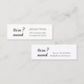 移動。引っ越しましたスクリプト。ファミリの新しい住所。 スキニー名刺 (正面/裏面)