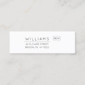 移動。新しいアドレス。ミニマルタイポグラフィ01. スキニー名刺 (正面)