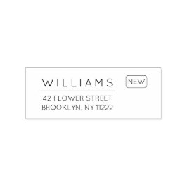 移動。新しいアドレス。ミニマルタイポグラフィ01. ラバースタンプ