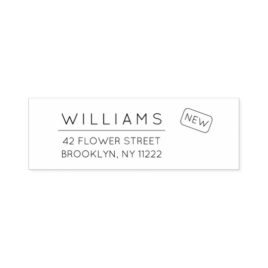 移動。新しいアドレス。ミニマルタイポグラフィ01a。 セルフインキングスタンプ (デザイン)