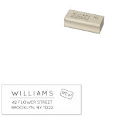 移動。新しいアドレス。ミニマルタイポグラフィ01a。 ラバースタンプ (押印)