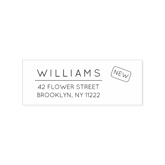 移動。新しいアドレス。ミニマルタイポグラフィ01a。 ラバースタンプ (インプリント)