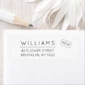 移動。新しいアドレス。ミニマルタイポグラフィ01a。 ラベル (インサイチュ)