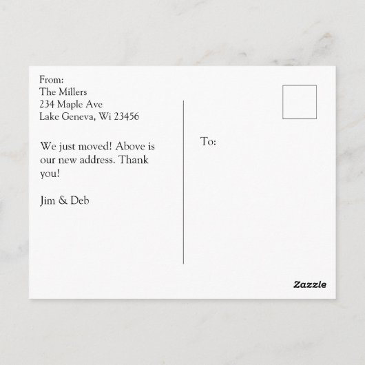 移動 |新しいホーム |新しいアドレス ポストカード (裏面)