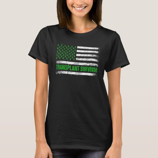 移植のサバイバー アメリカ国旗 腎臓移植 Tシャツ (正面)