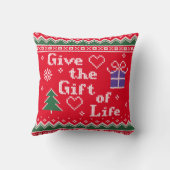 移植は人生の醜いクリスマスセーターを寄付 クッション (裏面)