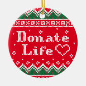 移植ライフニットのクリスマスセーター セラミックオーナメント (正面)