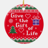 移植ライフニットのクリスマスセーター セラミックオーナメント (裏面)