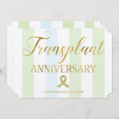 移植記念日金ゴールド&グリーンフラットカード サンキューカード (正面/裏面)