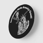 移民がアメリカを作素晴らしる ラウンド壁時計 (傾斜)