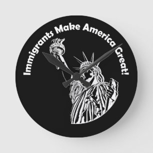 移民がアメリカを作素晴らしる ラウンド壁時計
