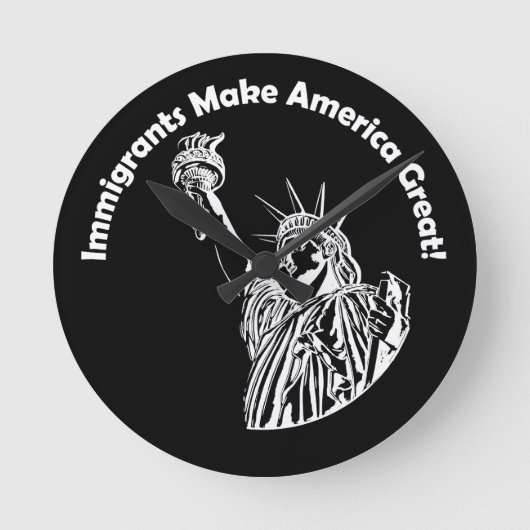 移民がアメリカを作素晴らしる ラウンド壁時計 (正面)