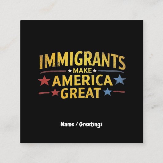 移民がアメリカ素晴らしの祝平等を実現 スクエア名刺 (正面)